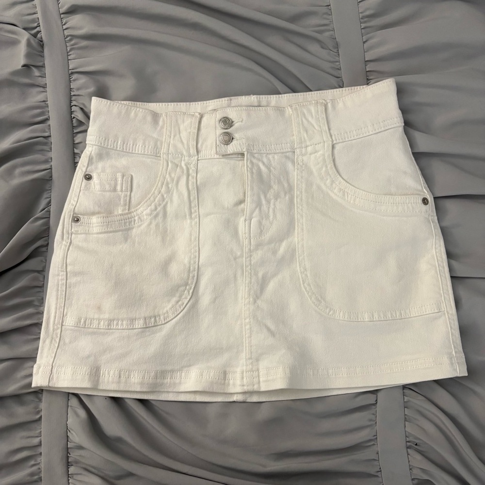 Bershka White Denim Mini Skirt